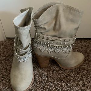 Bling and lace booties